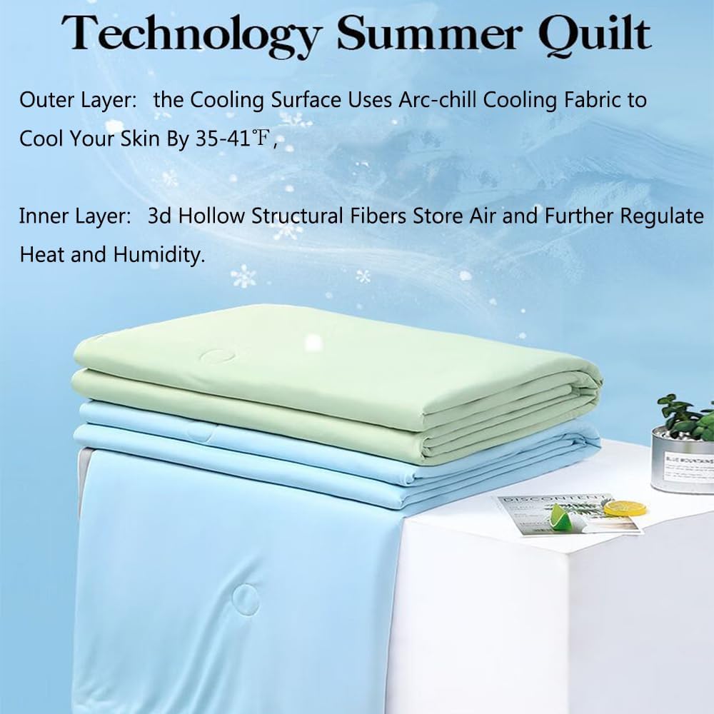 Cooling Comforter King, Cold Touch Fabric Absorbs Body Heat, Double-Sided Cool Design Soft Fluffy Cooling Blanket for
