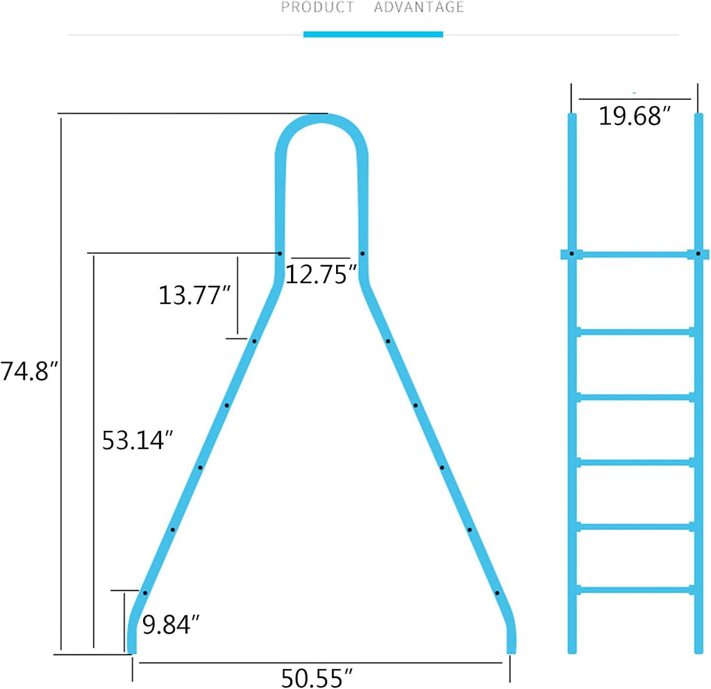 52" High Above Ground Swimming Pool Ladder,304 Stainless Steel,4 Steps Ladder,Max Load Capacity 500 lb