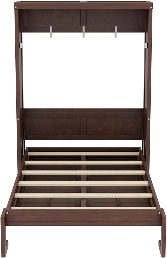 Twin Farmhouse Murphy Bed,Solid Wood Folding Vertical Murphy Wall Bed Cabinet for Bedroom Office,Space-Saving