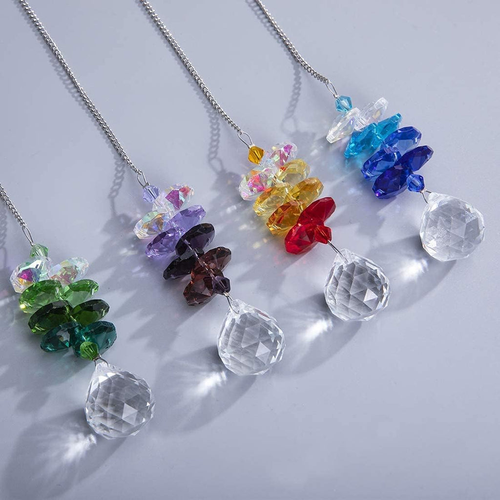 4PCS Crystal Prisms Suncatchers Hanging Sun Catchers for Window Indoor - Rainbow Maker Suncatchers Crystals Ball