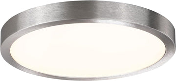 10 Inch LED Flush Mount Ceiling Light Fixture, Super Slim Flush Mount Light , Metal and Glass LED Ceiling Light for