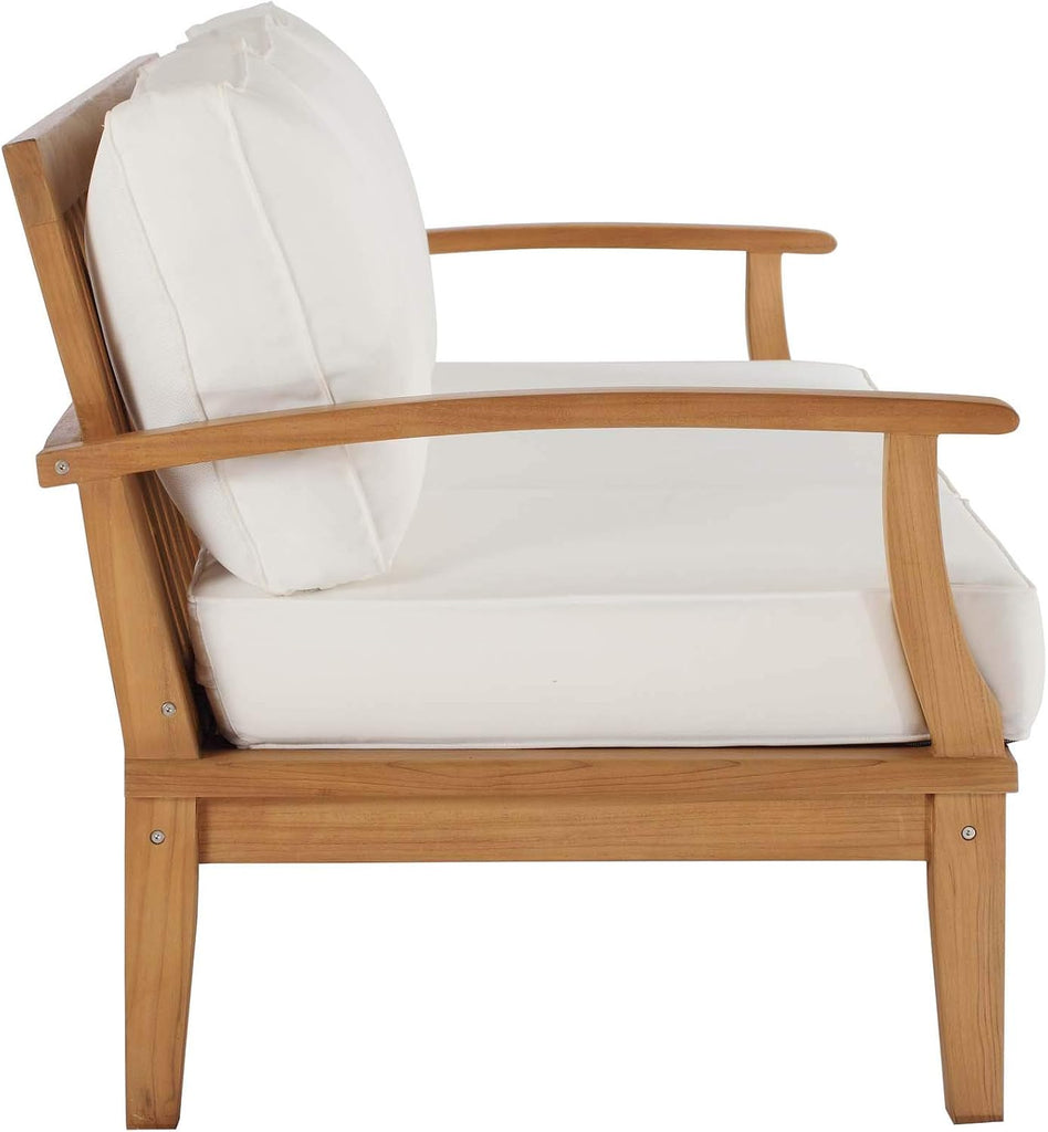 Marina Outdoor Patio Teak Sofa in Natural White