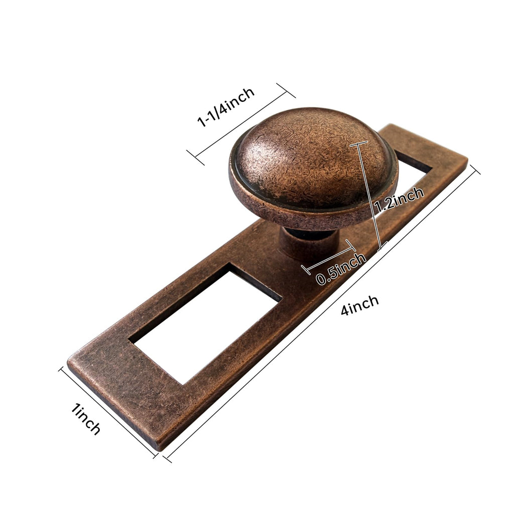 10 Pack 1-1/4 Inch Cabinet Knobs Backplate with 4 Inch Base Plate Zinc Solid Antique Copper Kitchen Cabinet Handles