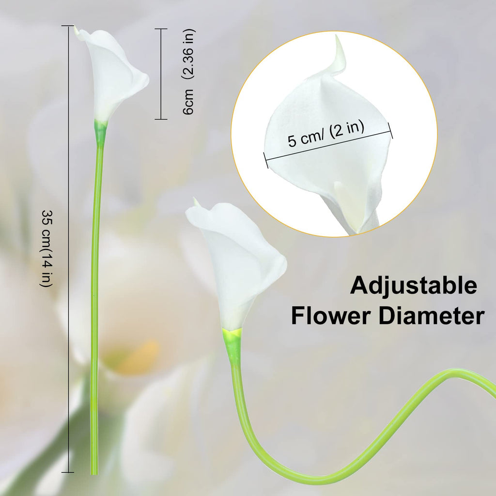 60 Pcs Calla Lily Faux Flowers, 14 Inch Bulk, White