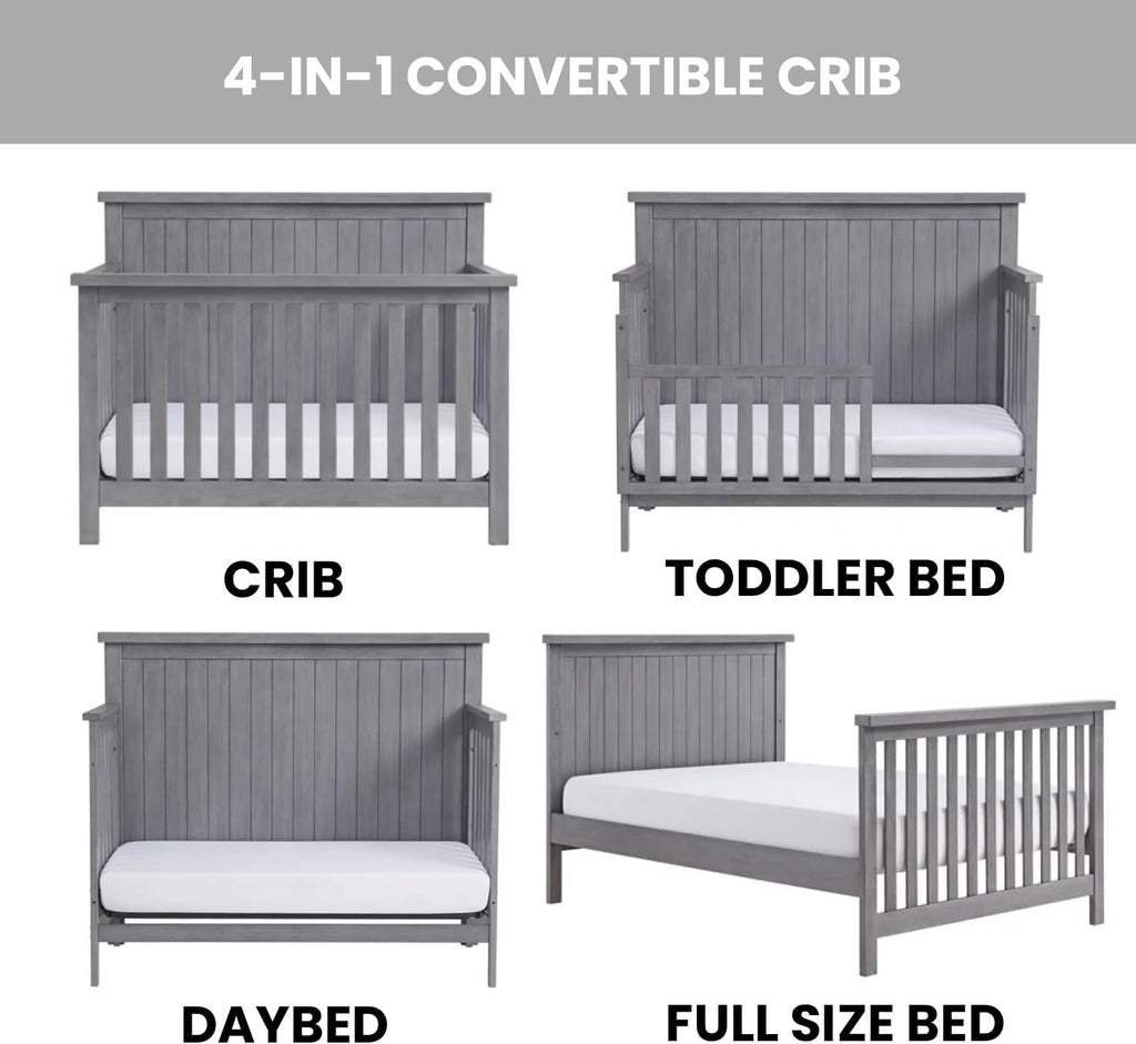 Everlee 4-in-1 Convertible Crib, Graystone