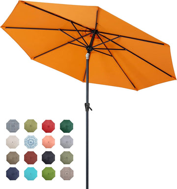 Patio Market Outdoor Table Umbrella with Push Button Tilt and Crank - Brick