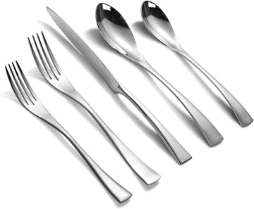 20 Pieces Silverware Set for 4,Heavy Duty 18/10 Stainless Steel Flatware Set with Forged Stand Knives