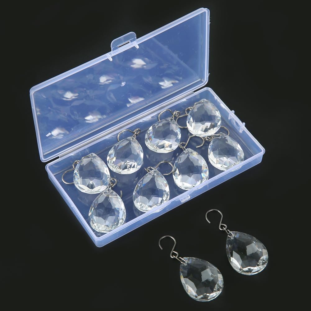 10pcs 38mm Crystal Suncatcher, Hanging Clear Teardrops Crystals - Chandelier Parts Prisms Pendants with Hook for