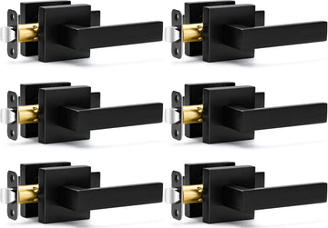 6 Pack Passage Door Handles Matte Black Door Knobs
