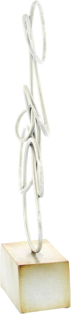 79 Metal Abstract Decorative Sculpture Swirl Home Decor Statue, Accent Figurine 10" x 4" x 22", Silver