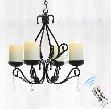 Flameless Candles Chandelier 4-Light Waterproof Crystal Metal Wall Sconces Modern Farmhouse Table Lamp with Remote
