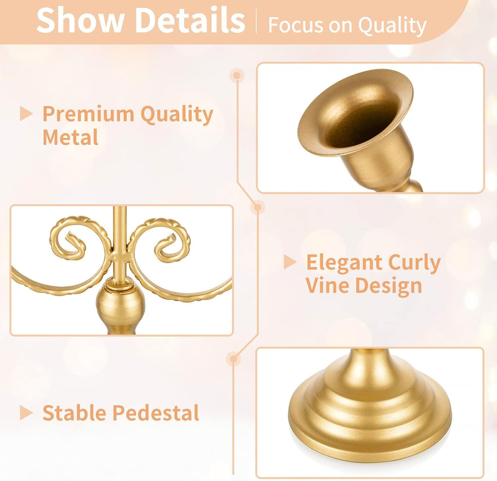 Gold Candelabras Candle Holder Set of 2 Metal Candelabra Centerpieces 5 Branches Candle Stick Stands Candleholder
