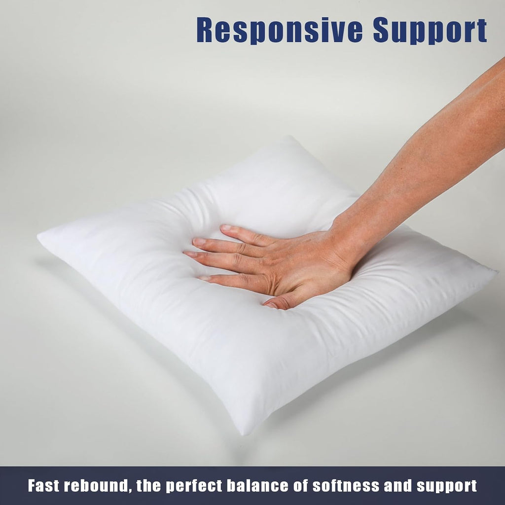 Throw Pillow Inserts, Hypoallergenic Soft & Firm Cushions with 100% Cotton Cover, 20x20 Pillows Filler - Set of 2