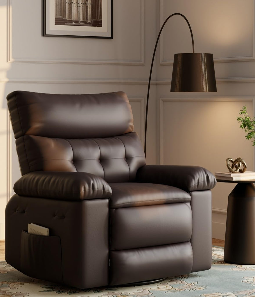 GarveeHome Oversized Recliner Chairs, Classic Manual Leather Recliner
