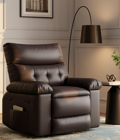 GarveeHome Oversized Recliner Chairs, Classic Manual Leather Recliner