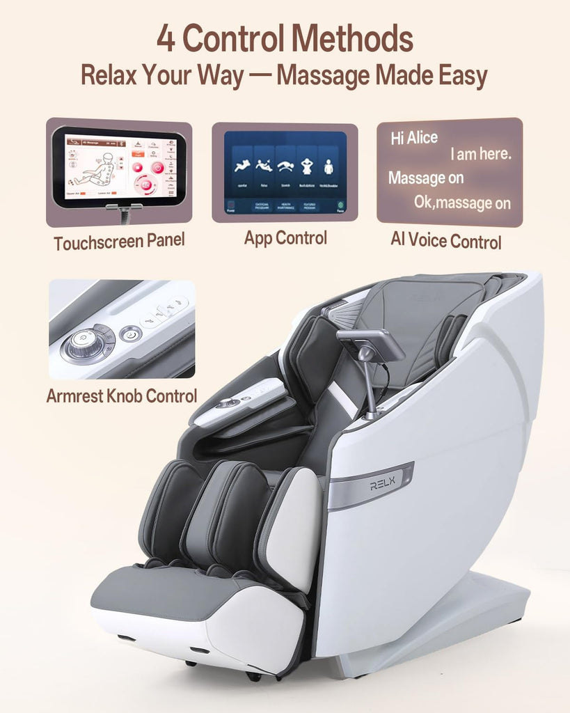4D Massage Chair Full Body, Zero Gravity Shiatsu, Body Scan, White | 23 Modes Shiatsu Massage Chair Built-in Heat