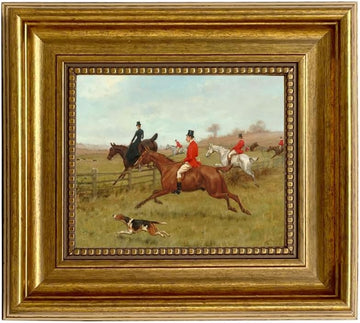 Thomas Blinks The Chase 8 x 10" Oil Painting Print on Canvas Gold Frame Home Wall Art Décor Equestrian Horse Fox