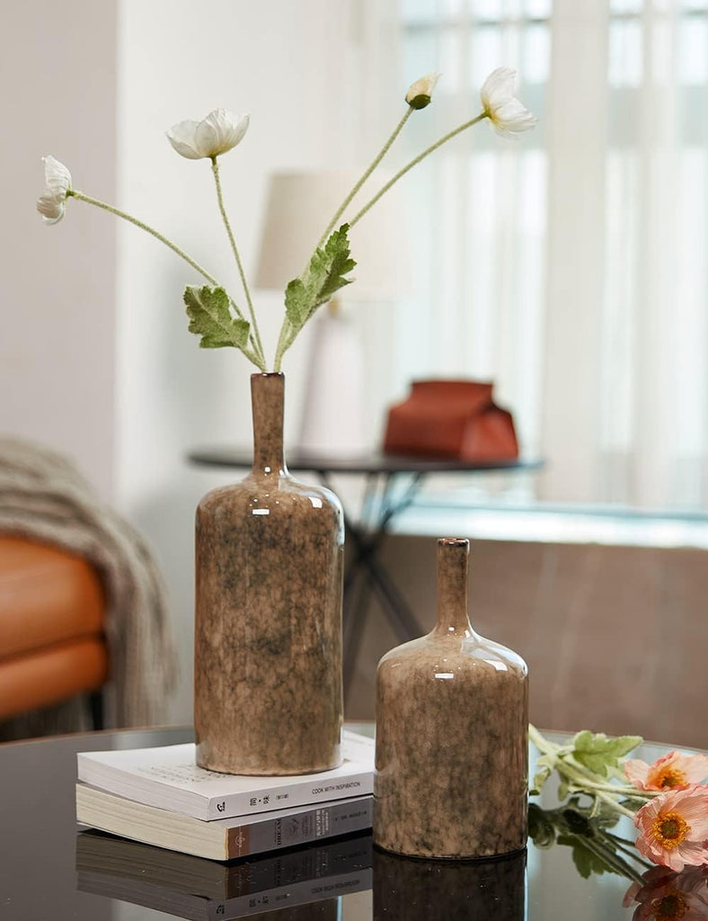 Ceramic Flower Vase Decorative Sculpture Modern Home Decor Table Centerpiece Gift for Dining Living Room 10.4 Inch
