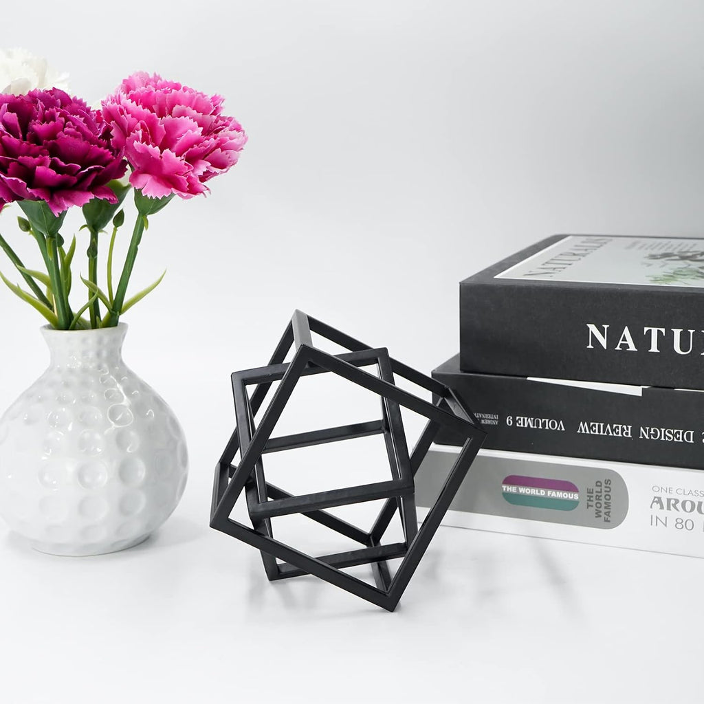 Small Geometric Sculpture, Metal Cube Decorative Ornaments Modern Home Decor Accent