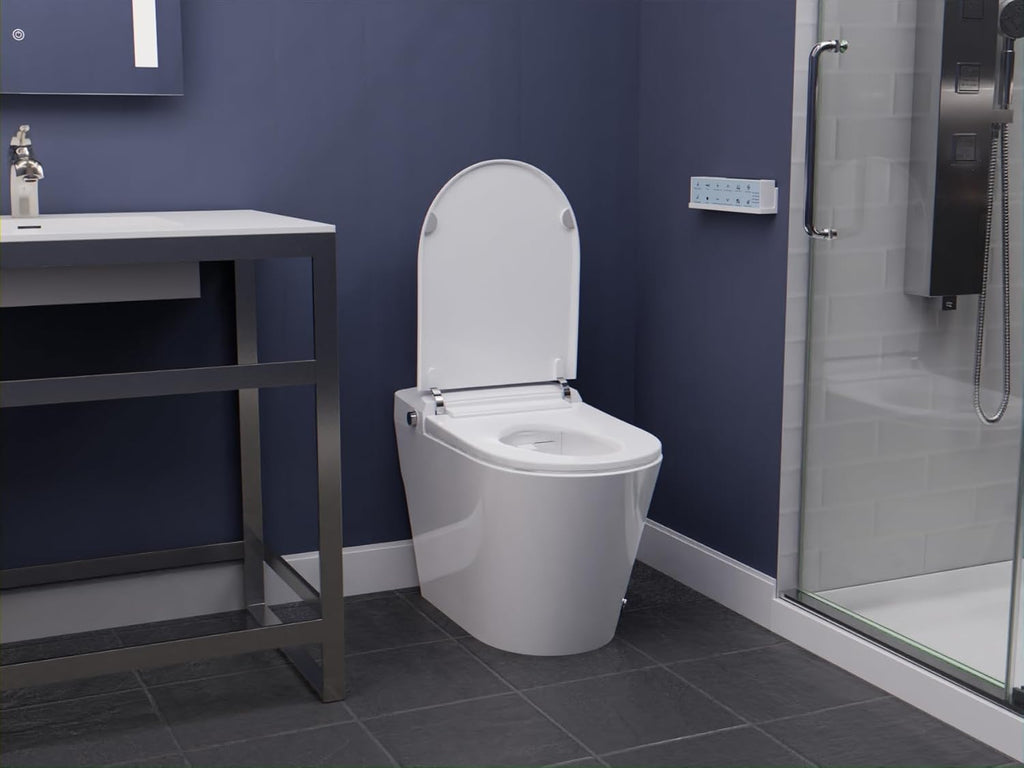 Elongated Smart Toilet with Built-In Bidet, Auto Open, Close and Flush, Heated Seat, White Finish