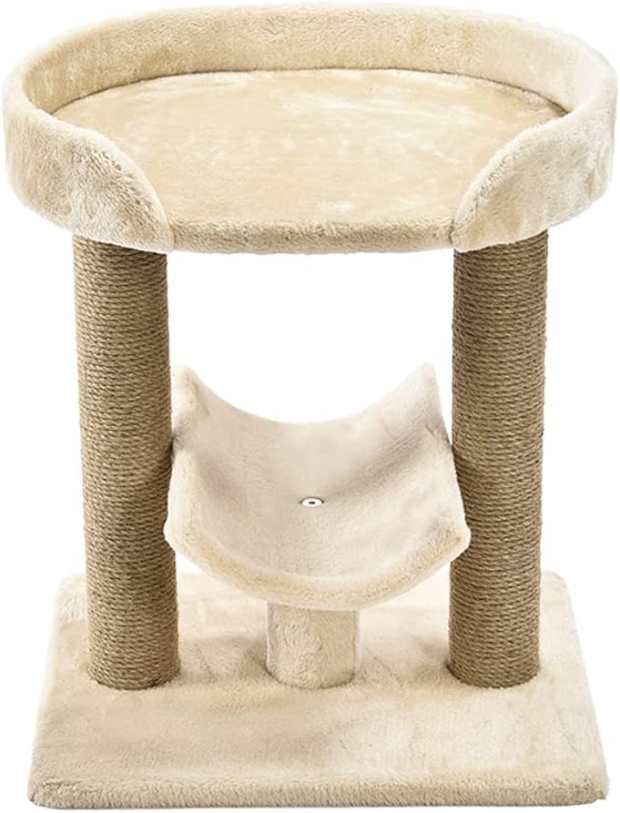 Multi-Platform Cat Tree with Scratching Post for Indoor Cats up to 25lbs, 18 x 14 x 22 Inches, Beige