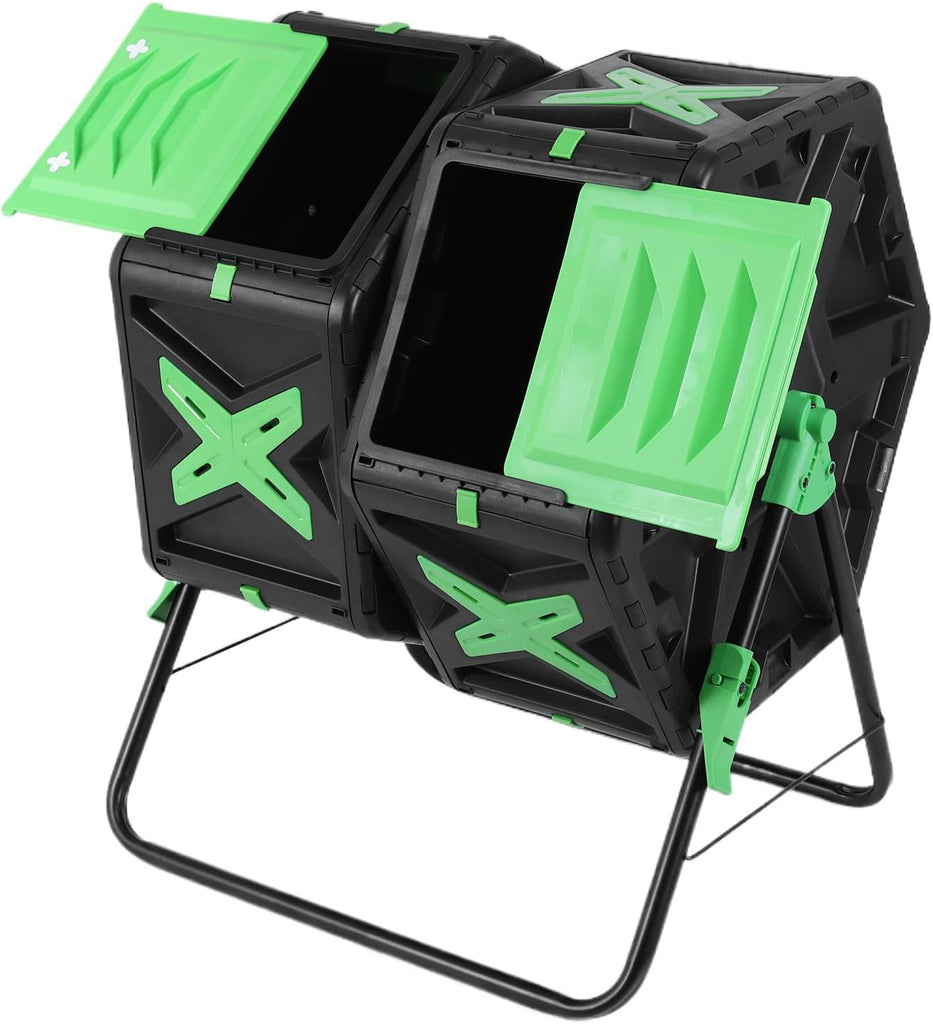 140L Dual Chamber 360 Degree Rotating Large Composter with Sliding Door