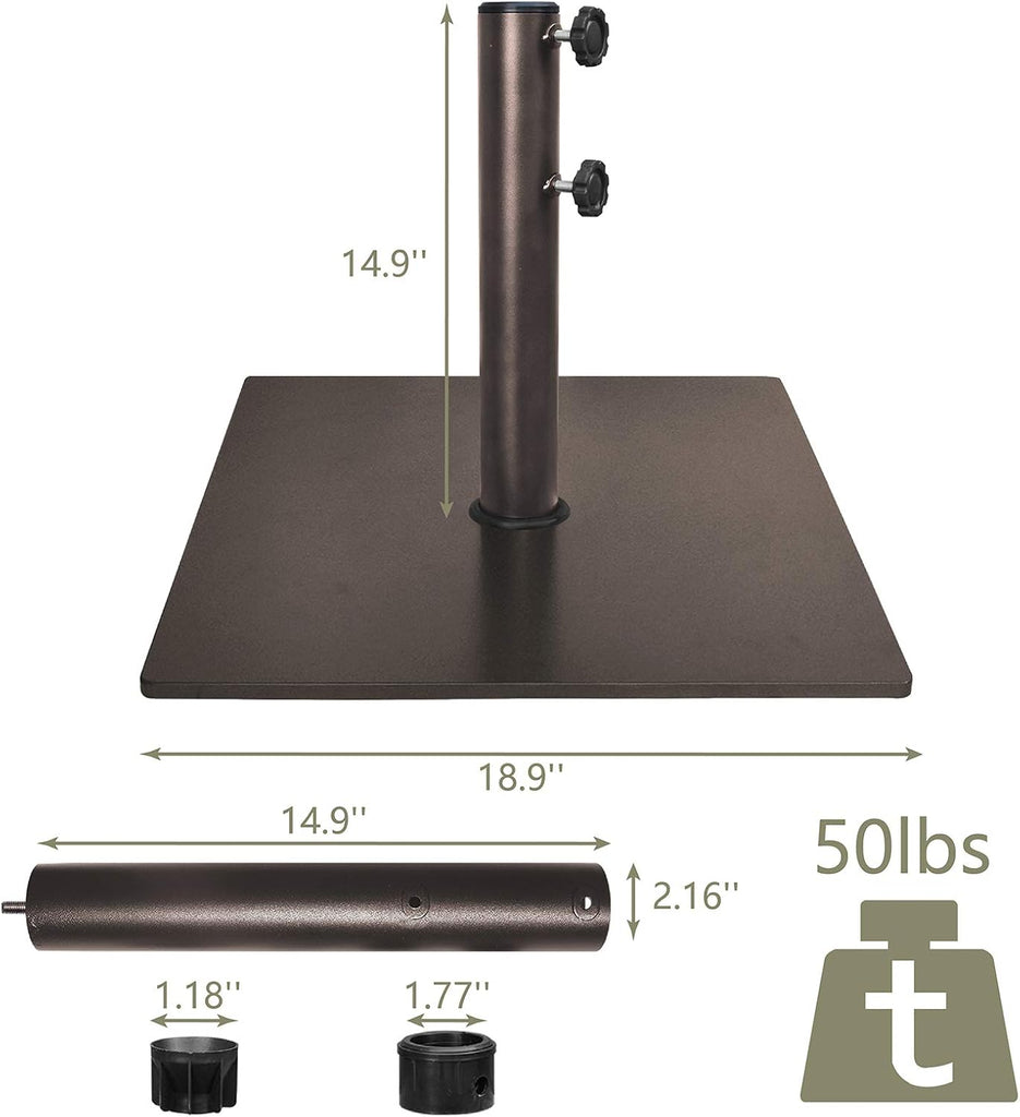 USA Up to 160 lbs Heavy Duty Square Umbrella Base, Steel Plate Patio Umbrella Stand Holder or Patio Table