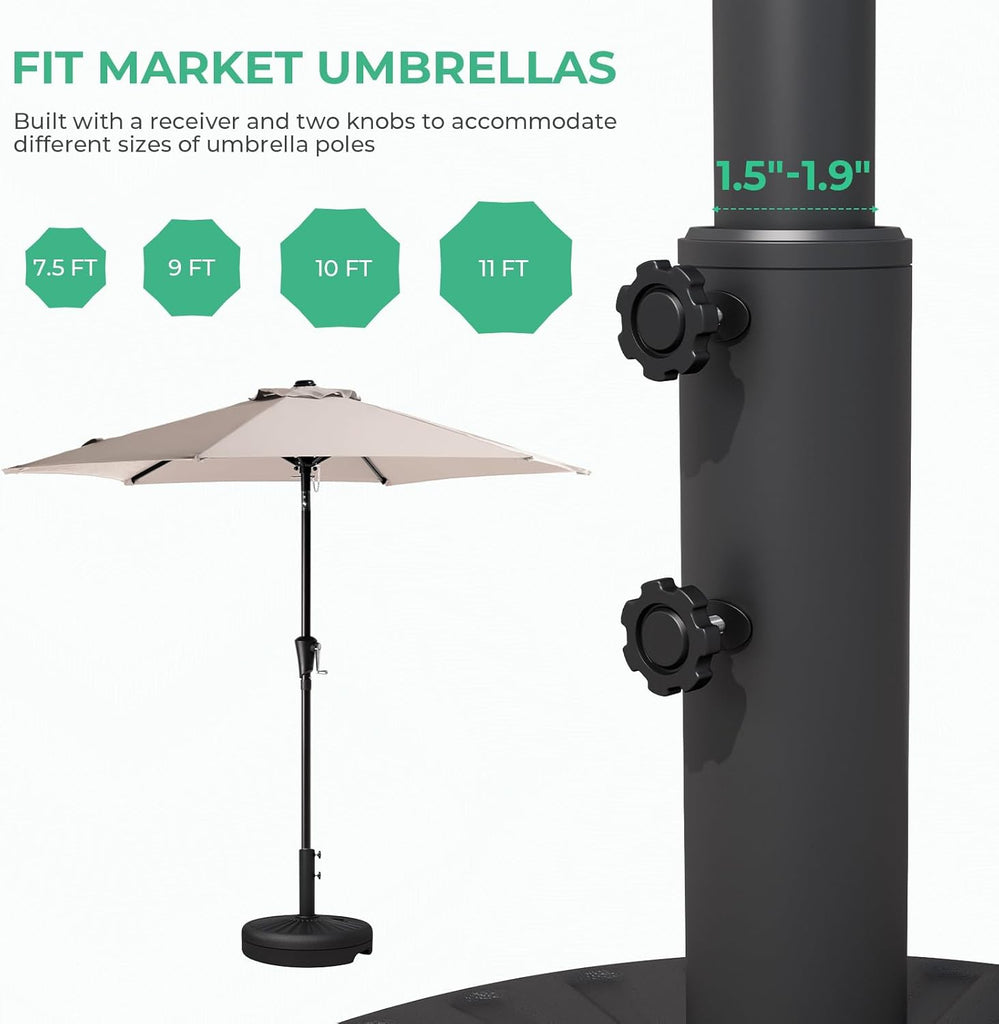 81.5lb Max Capacity Patio Umbrella Stand, Outdoor Umbrella Base Water Filled Stand