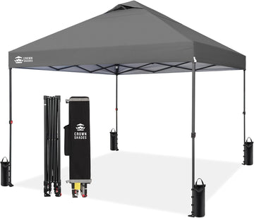 10x10 Pop Up Canopy Tent - Patented Center Lock One Push Instant Outdoor Canopy Beach Tent with STO-N-Go Bag 8 Stakes &