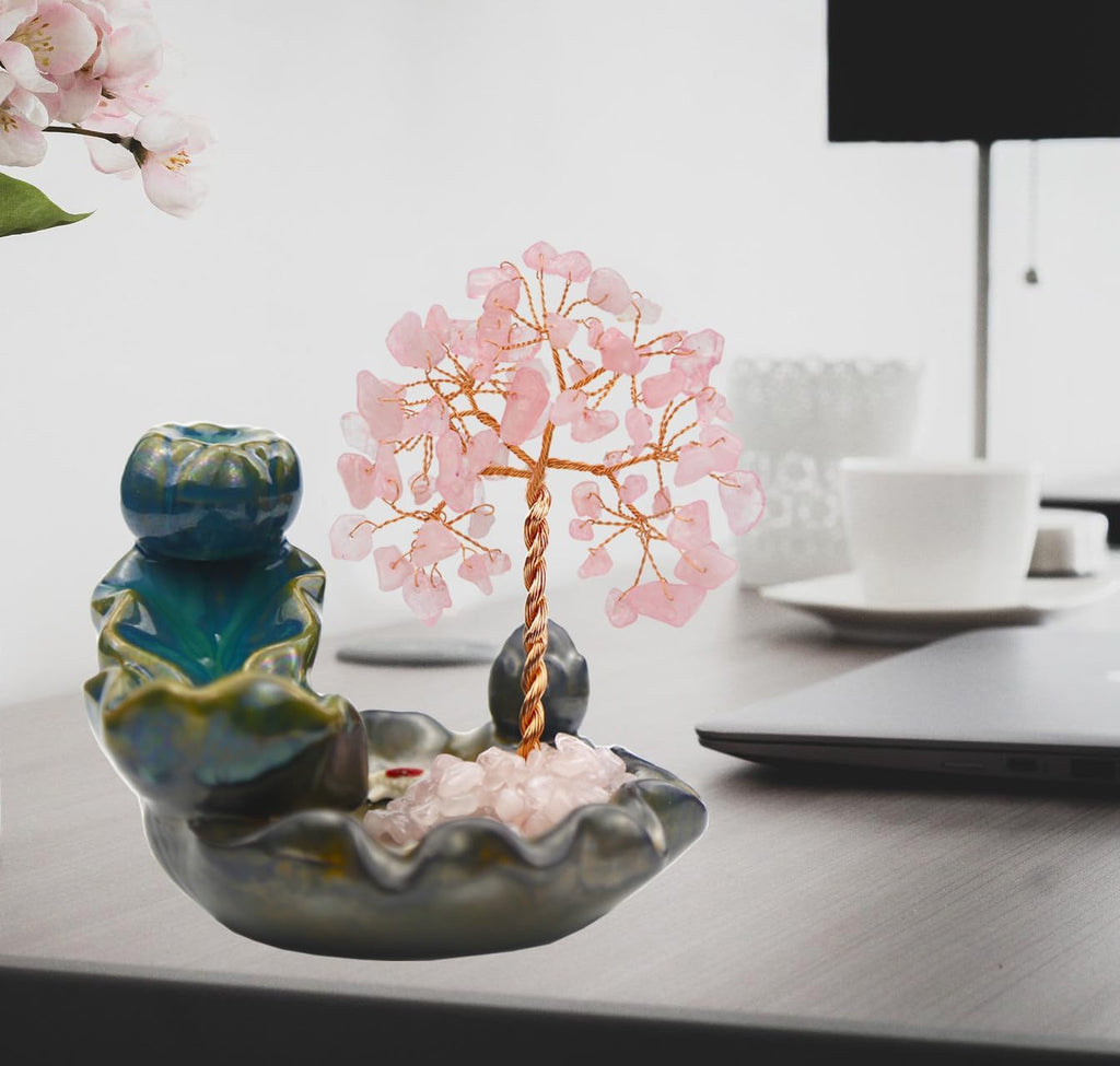 Backflow Incense Holder, Waterfall Incense Burner, Gemstone Money Tree Home Living Room Decorations Office