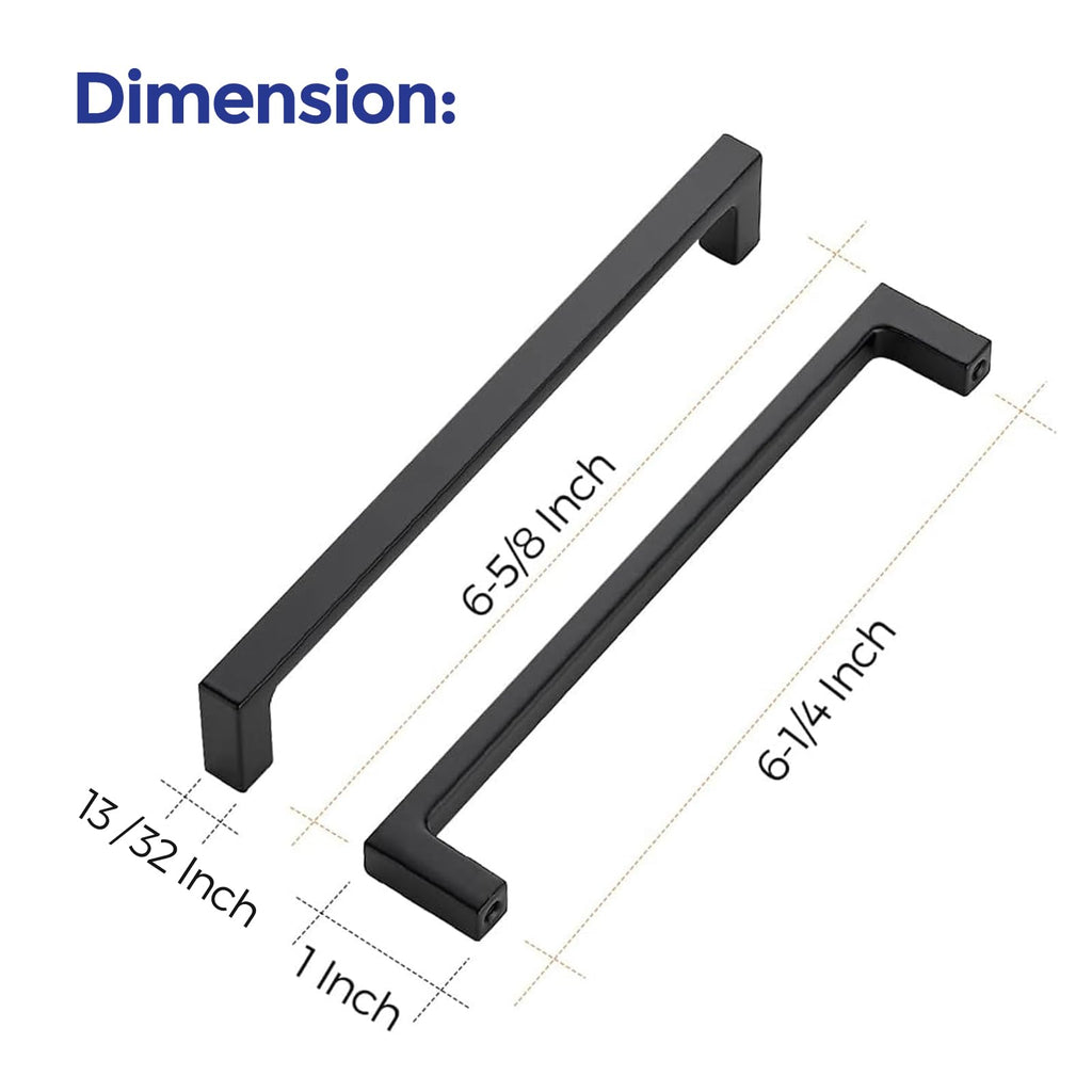 Matte Black Kitchen Cabinet Handles 6-1/4 Inch Pulls 50 Pack