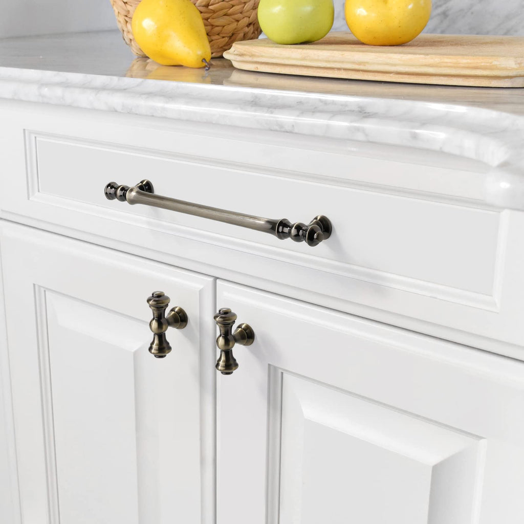 6 Pack 7.5 Inch(192mm) Brushed Antique Brass Kitchen Cabinet Handles, Gold Cabinet Pulls Kitchen Cabinet Hardware for