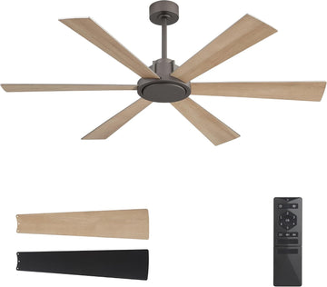 60 Inch Ceiling Fan without Light - 6 Plywood Blades, 6-Speed Reversible DC Motor