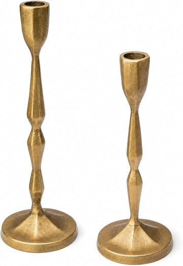 Antique Brass Iron Taper Candle Holder Set of 2 Decorative Decorative Candle Stand Vintage Rustic Candlestick Holders