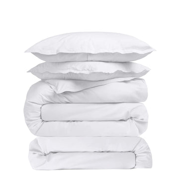 4 Piece Bed in a Bag Set 100% Egyptian Cotton 600 Thread Count Duvet Cover Pillow Shams & Fitted Sheet with Extra