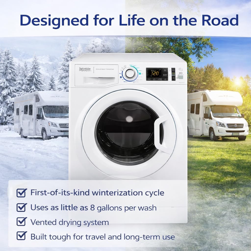 Splendide Washer Dryer Combo for RV - Vented 15lb All-in-One Compact Unit with Complete Vent Kit & Detergent