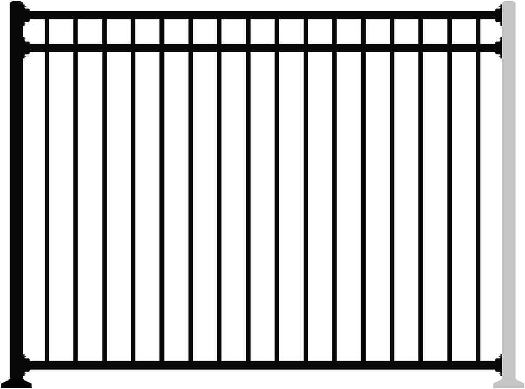 Black Steel Anti-Rust Fence Panel Vail Style - 6.5ft W x 5ft H - DIY Installation Fence Kit, Outdoor Fencing for Yard
