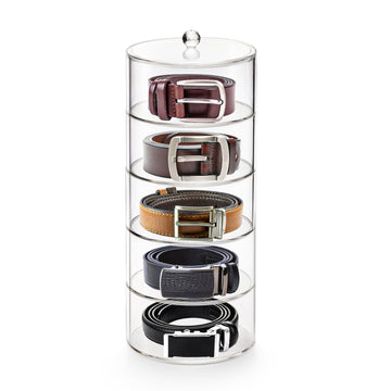 5 Layers Acrylic Belt Organizer, Stackable Belt Storage Box Clear Display Case Vanity Organizer for Watch, Hair