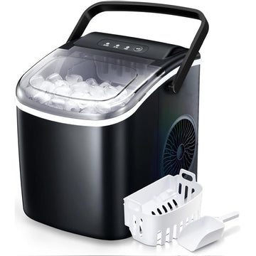 Countertop Ice Maker Portable Ice Machine with Handle,Self-Cleaning Ice Makers, 26Lbs/24H, 9 Ice Cubes Ready in 6