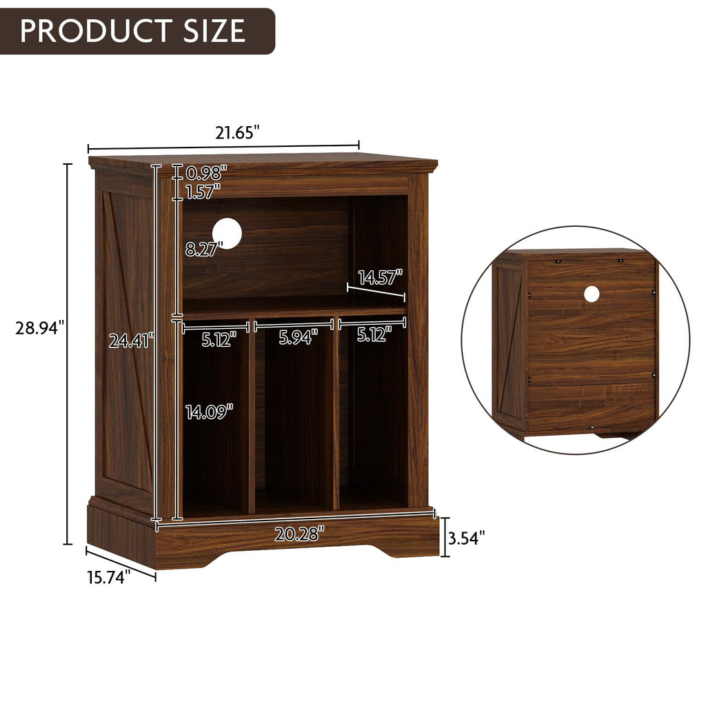 Large Farmhouse Record Player Stand, 31.5" Turntable Stand, Brown
