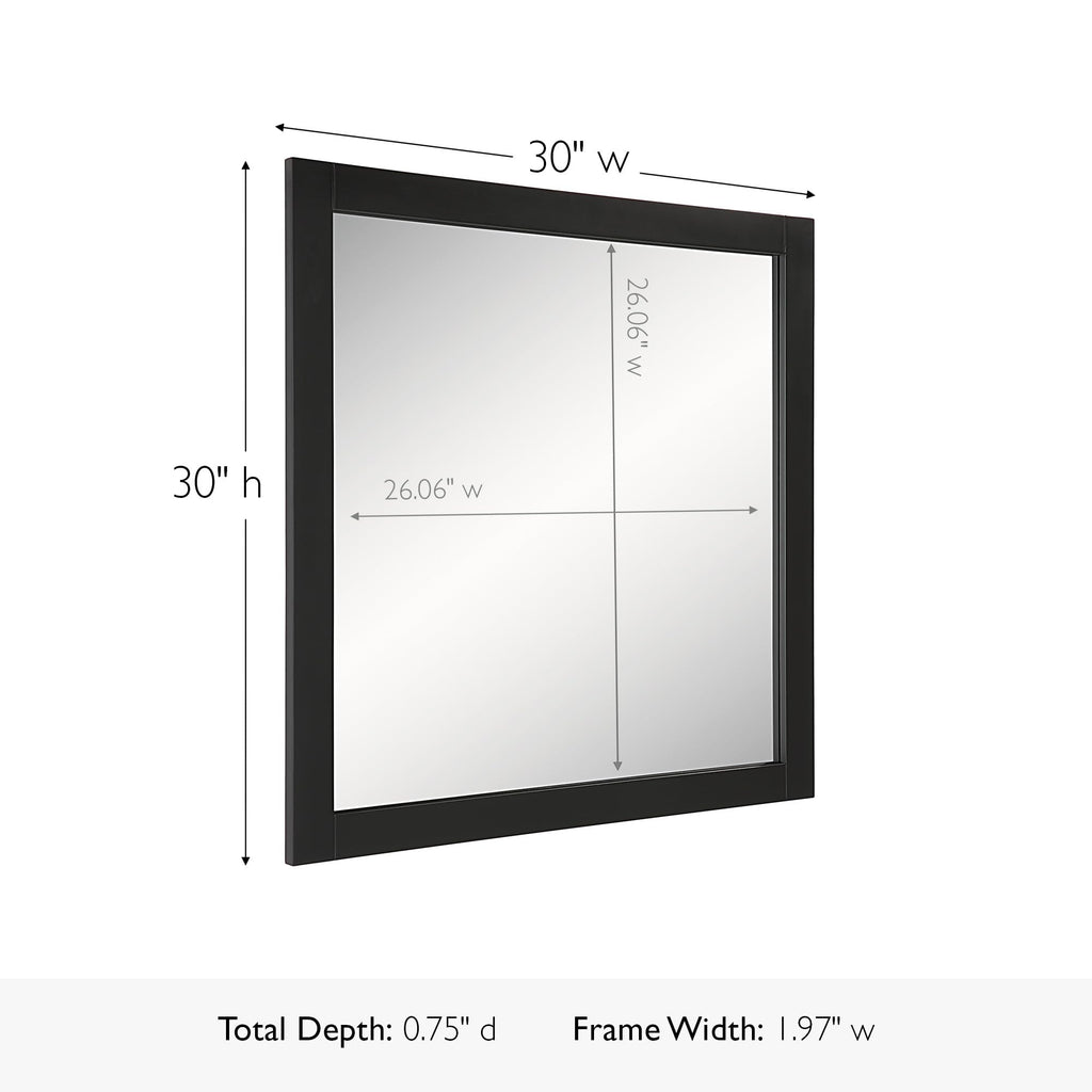 Shorewood Square Framed Mirror, 30", Matte Black