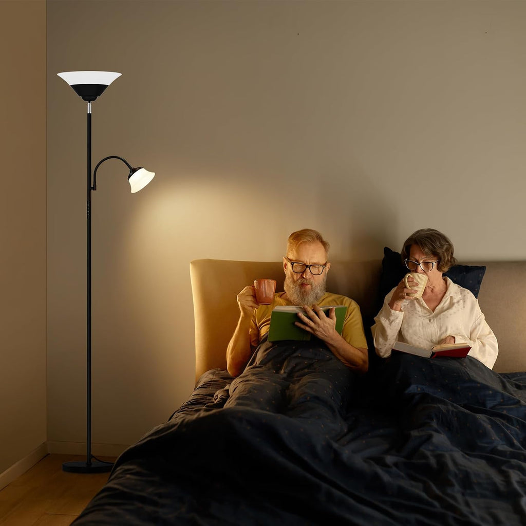 2-in-1 Torchiere Floor Lamp, 34W Super Bright LED Standing Lamp with Remote & Touch Control