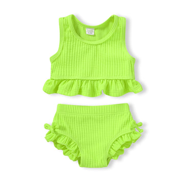 Baby Swimsuit Toddler Girl Bathing Suit Summer Solid Color Bikini Set Beach Two Piece Swim Wear
