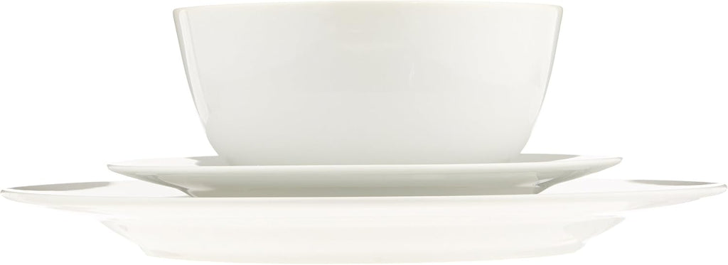 Porcelain Dinnerware Set, Microwave and Dishwasher Safe, Service for 6, 18-Piece, Plates, Bowls, White