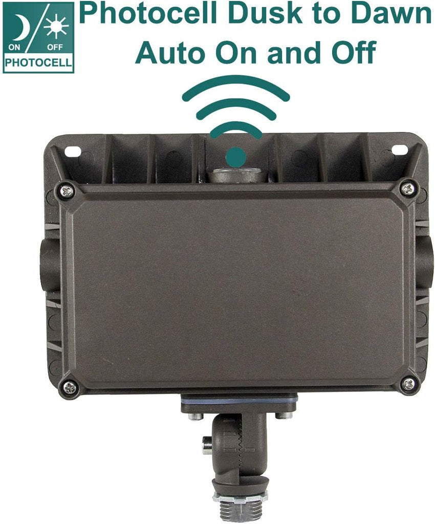 LED Flood Light Outdoor, Dusk-to-Dawn Photocell, 50W 6500LM | 5000K Daylight, IP65 Waterproof 100-277V, 180-Degree