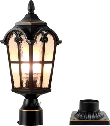 Dusk to Dawn Outdoor Lamp Post Lights Waterproof Exterior Pole Lantern Lighting Fixtures with 3-Inch Pier Mount Base