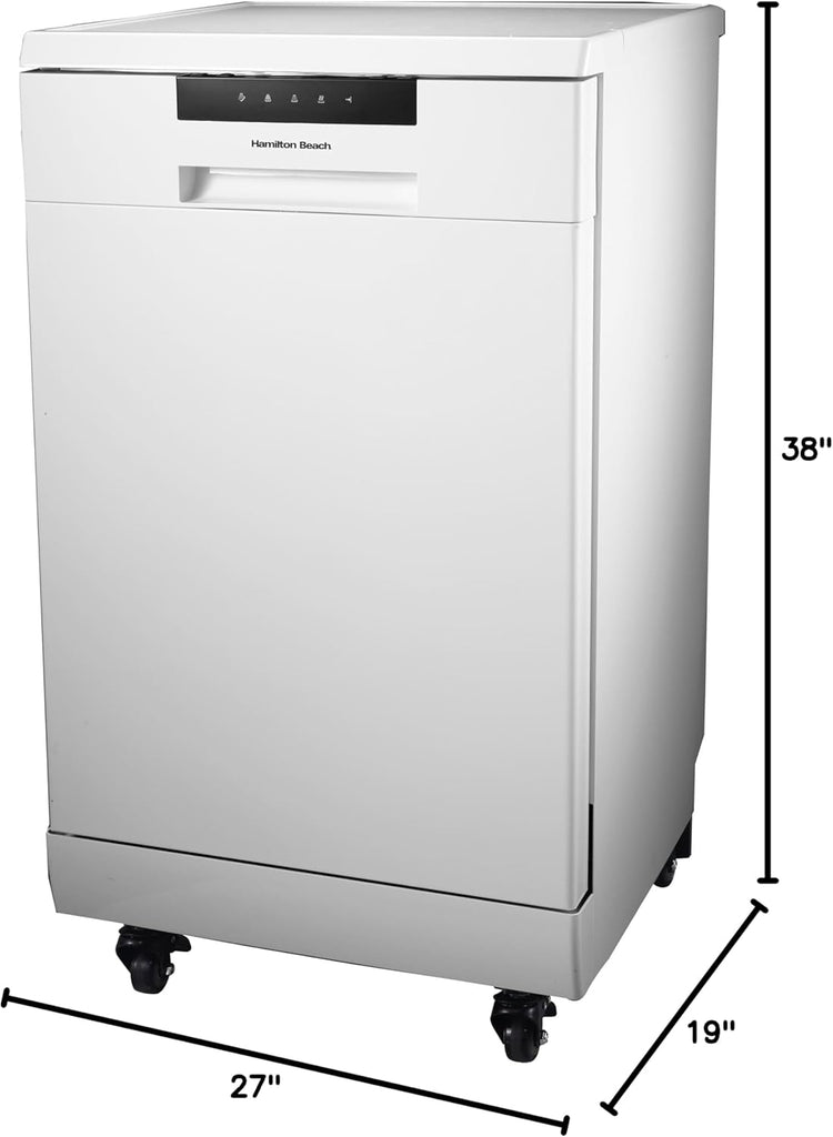 Portable Dishwasher with Wheels, 19in Wide, 8 Place Settings Capacity, White