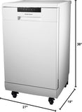 Portable Dishwasher with Wheels, 19in Wide, 8 Place Settings Capacity, White