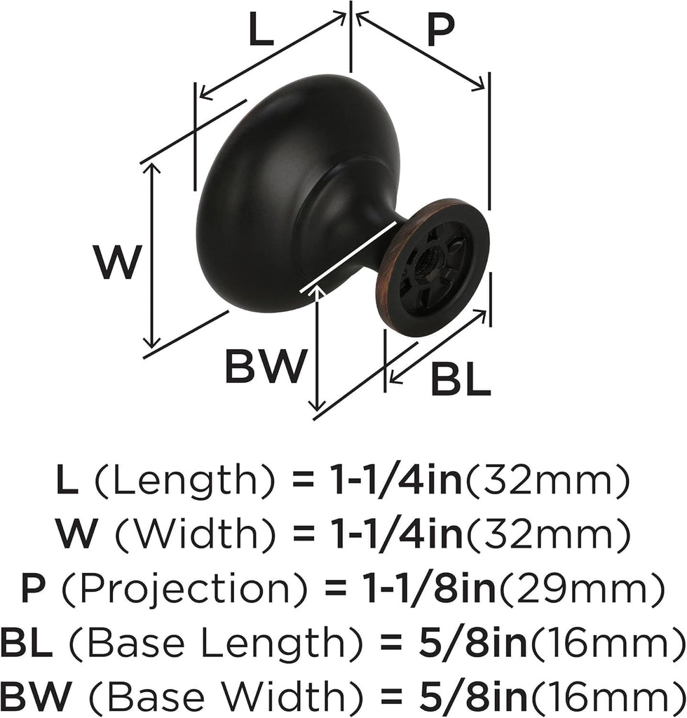 | Cabinet Knob | Oil Rubbed Bronze | 1-1/4 inch (32 mm) Diameter | Edona | 10 Pack | Drawer Knob | Cabinet Hardware