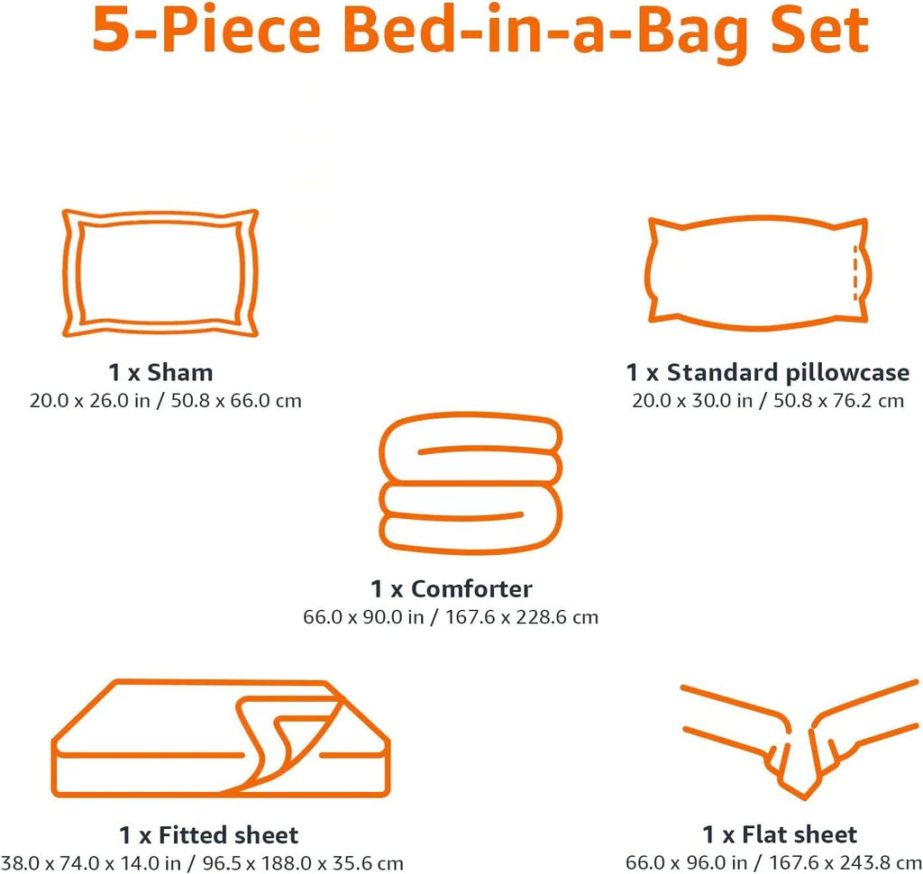 Kid's Soft, Easy Care Microfiber Bed-in-a-Bag 5-Piece Bedding Set, Twin, Butterfly Friends